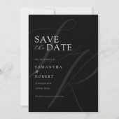 Modern minimalistisch monogram zwart-wit huwelijk save the date (Voorkant)