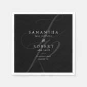 Modern minimalistisch monogram zwart-wit huwelijk servet (Voorkant)