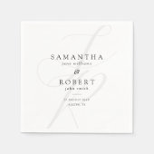 Modern minimalistisch monogram zwart-wit huwelijk servet (Voorkant)