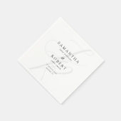 Modern minimalistisch monogram zwart-wit huwelijk servet (Hoek)