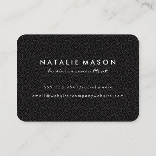 Modern minimalistisch monogram zwirlpatroon visitekaartje (Achterkant)