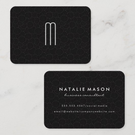 Modern minimalistisch monogram zwirlpatroon visitekaartje (Voorkant / Achterkant)