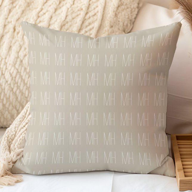 Modern Minimalistisch Monogrampatroon Kussen (Creator heeft geüpload)