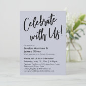 Modern minimalistisch mosterd blauw feest met ons! kaart (Staand voorkant)