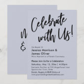 Modern minimalistisch mosterd blauw feest met ons! kaart (Voorkant / Achterkant)