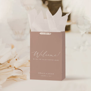 Modern minimalistisch mosterd Blush Pink Weddensch Medium Cadeauzakje