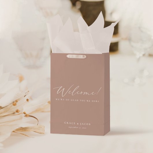 Modern minimalistisch mosterd Blush Pink Weddensch Medium Cadeauzakje