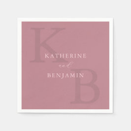 Modern minimalistisch mosterd Roos monogram huweli Servet