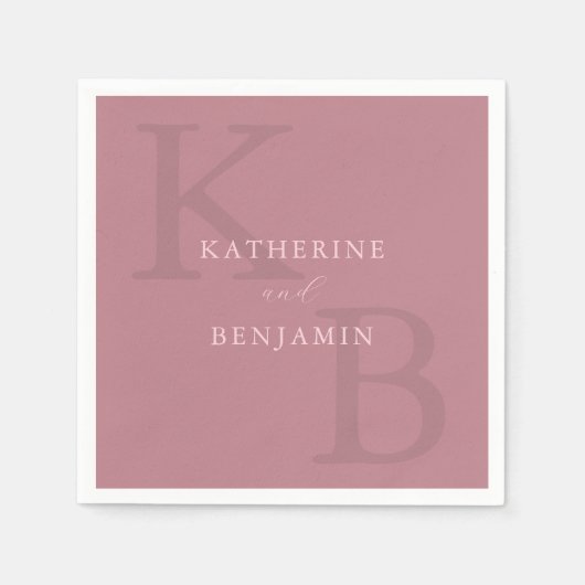 Modern minimalistisch mosterd Roos monogram huweli Servet (Voorkant)