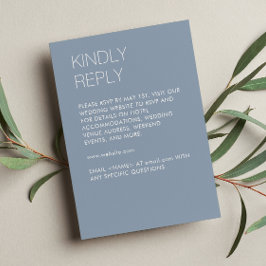 Modern minimalistisch mosterdblauw huwelijk RSVP kaartje