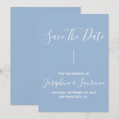 Modern minimalistisch mosterdblauw save the date (Voorkant / Achterkant)