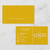 Modern minimalistisch Mosterdgeel wit logo Visitekaartje (Voorkant / Achterkant)
