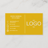 Modern minimalistisch Mosterdgeel wit logo Visitekaartje (Achterkant)
