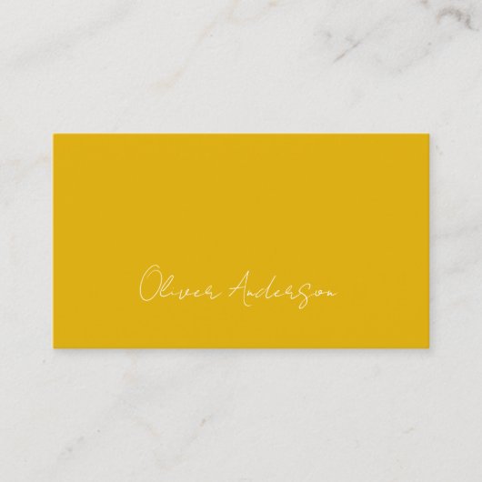 Modern minimalistisch Mosterdgeel wit logo Visitekaartje (Voorkant)
