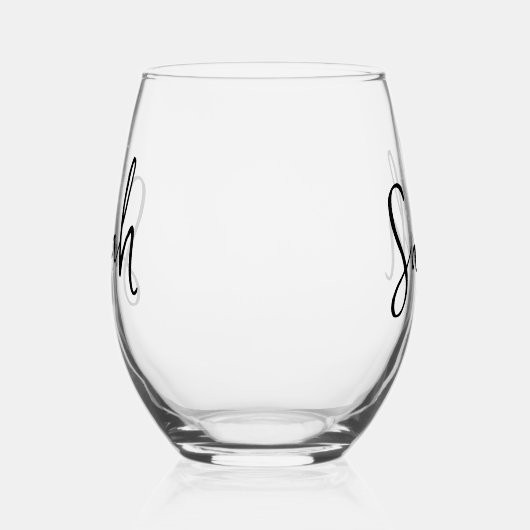 Modern Minimalistisch naamschrift Monogram Wijnglas Zonder Voet (Links)