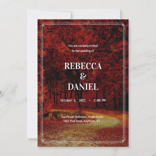 Modern minimalistisch najaar Schilderachtig huweli Kaart (Voorkant)