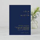 Modern minimalistisch | Navy and Gold Wedding Real Folie Uitnodiging (Staand Voorkant)