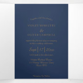 Modern minimalistisch | Navy Gold Drieluik Uitnodiging (Binnenkant midden)
