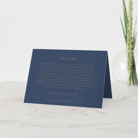 Modern minimalistisch | Navy Gold Folded Wedding Programma (Achterkant)