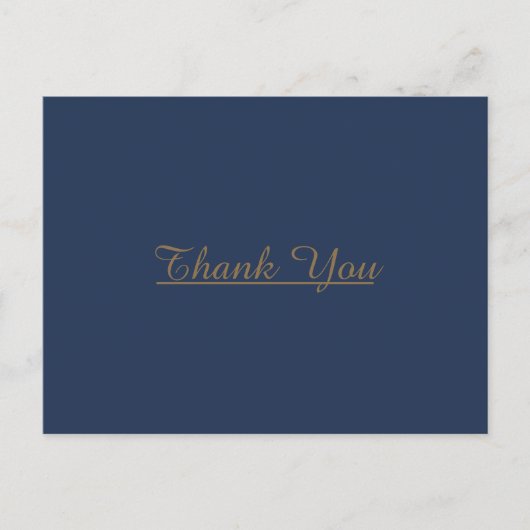 Modern minimalistisch | Navy Gold Wedding Hartelij Briefkaart (Voorkant)