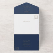Modern minimalistisch | Navy Gold White RSVP in on All In One Uitnodiging (Buitenkant)