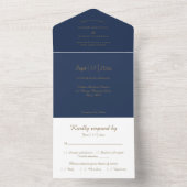 Modern minimalistisch | Navy Gold White RSVP in on All In One Uitnodiging (Binnen)