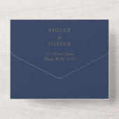 Modern minimalistisch | Navy Gold White RSVP in on All In One Uitnodiging (Achterkant)