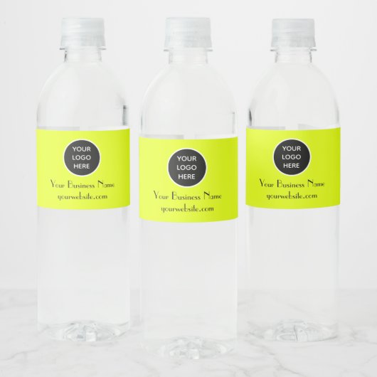 Modern Minimalistisch Neon Geel Aangepast logo Mod Waterfles Etiket (Flessen)