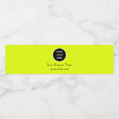 Modern Minimalistisch Neon Geel Aangepast logo Mod Waterfles Etiket (Enkel label)