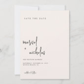 Modern minimalistisch neutraal fotohuwelijk save the date (Voorkant)