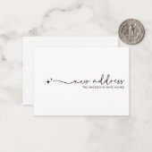 Modern minimalistisch nieuw adres handgeschreven s notitiekaartje (Voorkant / Achterkant in situ)