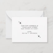 Modern minimalistisch nieuw adres handgeschreven s notitiekaartje (Achterkant)