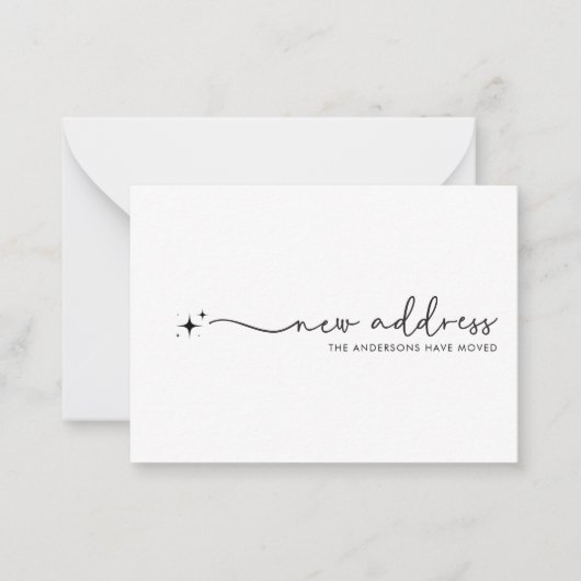 Modern minimalistisch nieuw adres handgeschreven s notitiekaartje (Voorkant)