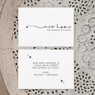 Modern Minimalistisch Nieuw Home Handgeschreven Sc Notitiekaartje