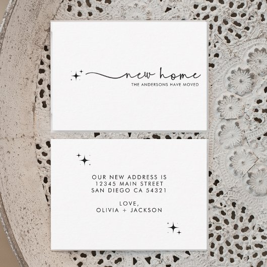 Modern Minimalistisch Nieuw Home Handgeschreven Sc Notitiekaartje