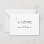 Modern Minimalistisch Nieuw Home Handgeschreven Sc Notitiekaartje (Achterkant)