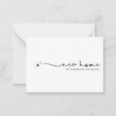 Modern Minimalistisch Nieuw Home Handgeschreven Sc Notitiekaartje (Voorkant)