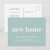 Modern minimalistisch nieuw thuispastel groen aankondigingskaart (Voorkant / Achterkant)