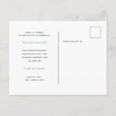 Modern minimalistisch nieuw thuispastel groen aankondigingskaart (Achterkant)