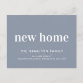 Modern minimalistisch nieuw thuispuin blauw aankondigingskaart (Voorkant)