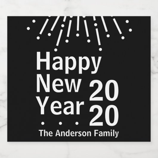 Modern minimalistisch nieuwjaarsfeest sparkling wijnetiket (Enkel label)