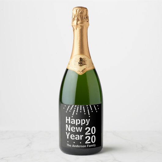 Modern minimalistisch nieuwjaarsfeest sparkling wijnetiket (Voorkant)