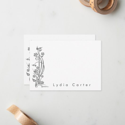 Modern minimalistisch notitiekaartje (Voorkant / Achterkant in situ)