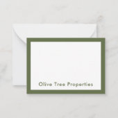 Modern minimalistisch Olive Green Real Estate Agen Notitiekaartje (Voorkant)