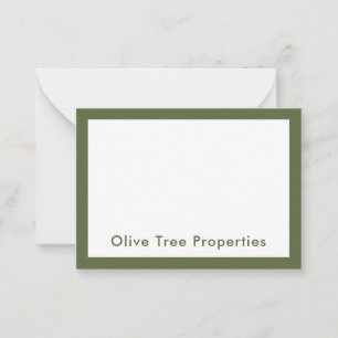 Modern minimalistisch Olive Green Real Estate Agen Notitiekaartje
