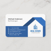 Modern minimalistisch onroerend goed blauw visitekaartje (Voorkant)