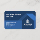 Modern minimalistisch onroerend goed blauw visitekaartje (Achterkant)