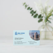 Modern minimalistisch onroerend goed foto lichtbla visitekaartje (Staand voorkant)