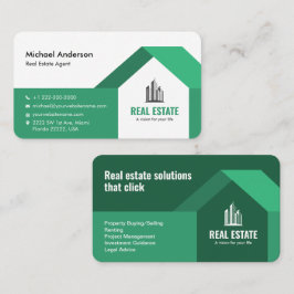 Modern minimalistisch onroerend goed groen visitekaartje