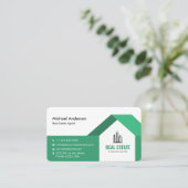 Modern minimalistisch onroerend goed groen visitekaartje (Staand voorkant)